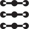 Zigzag path of connected circular nodes arranged in three horizontal rows.